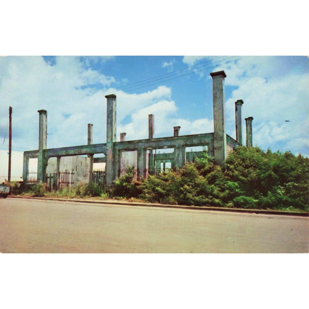 Vintage Postcard WWII Ruins Post Office Agana Guam Mike Roberts Ben Cespedes